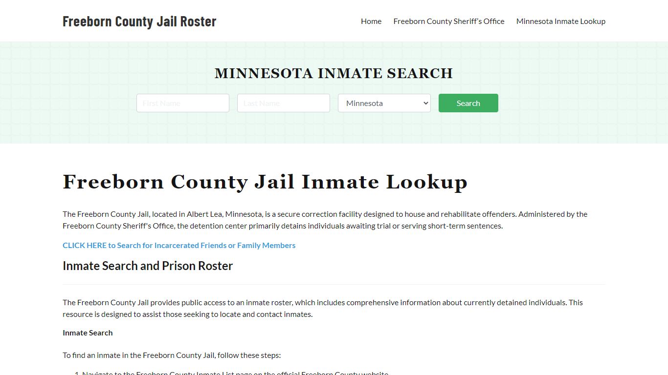 Freeborn County Jail Roster Lookup, MN, Inmate Search